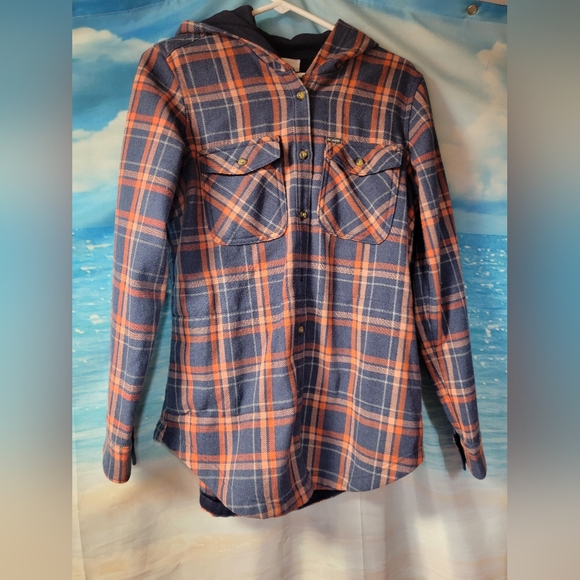 Columbia Plaid Hoodie Wool Blend Women's Shacket Size Medium‎ - Picture 1 of 5